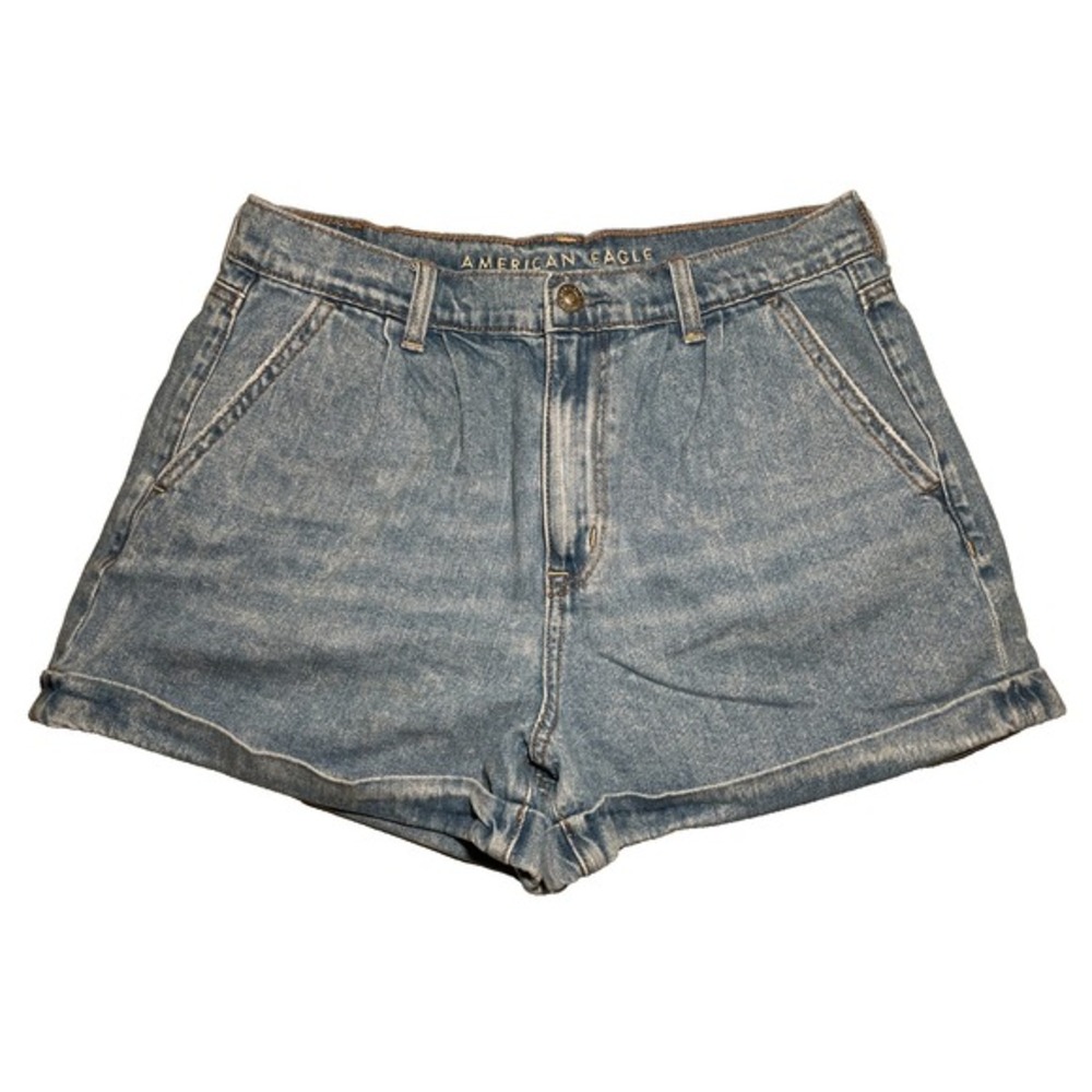 American Eagle Cuffed Pleated Front Light‎ Weight Mom Shorts Jean Shorts - 8